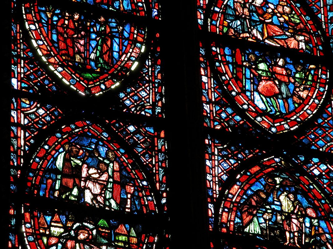 Paris Sainte-Chapelle 07 The Holy Chapel - The Stained Glass Windows Depict Bible Scenes 